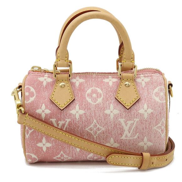 Louis Vuitton Monogram Denim Nano Speedy Handbag Pink - Picture 1 of 7